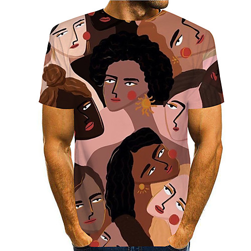 

Men's Tee T shirt 3D Print Graphic Prints Human Print Short Sleeve Daily Tops Casual Designer Big and Tall Brown