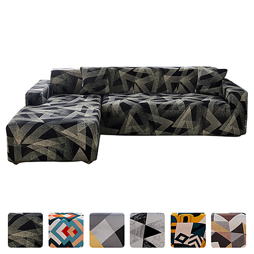 

High Quality Print Dustproof All-powerful Slipcovers Stretch L Shape Sofa Cover Super Soft Fabric Couch Cover Sofa Furniture Protector With One Free Boster Case