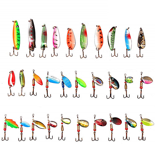 

30 pcs Fishing Lures Spoons Metal Bait Spinnerbaits lifelike 3D Eyes Bass Trout Pike Freshwater and Saltwater