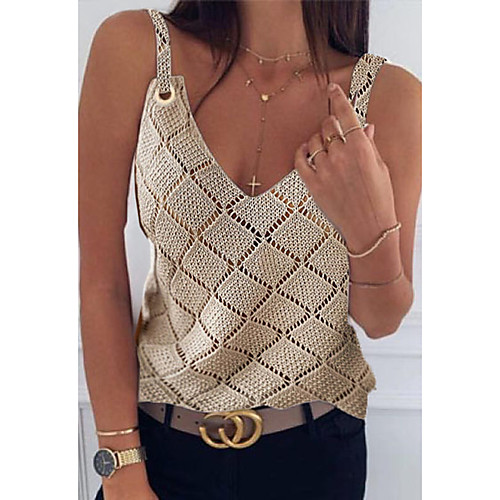 

Women's Knitted Argyle Vest Sleeveless Sweater Cardigans V Neck Summer Blue Purple Yellow