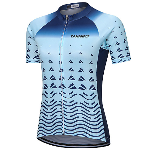 

CAWANFLY Women's Short Sleeve Cycling Jersey Summer BlueSilver Bike Jersey Top Mountain Bike MTB Road Bike Cycling Quick Dry Sports Clothing Apparel