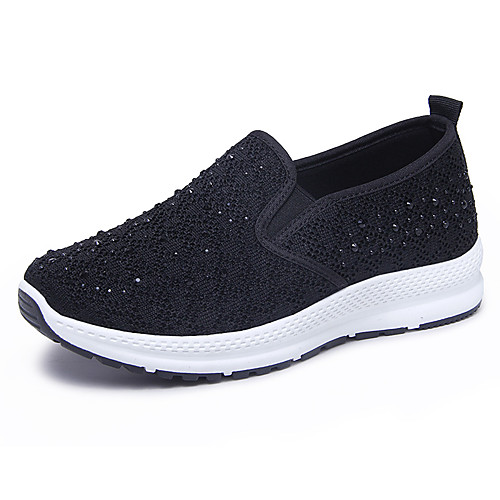

Women's Sneakers Flat Heel Round Toe Booties Ankle Boots Sporty Microfiber Tissage Volant Crystal Solid Colored Black Blue Pink / Booties / Ankle Boots