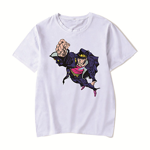 

Men's Unisex Tee T shirt Hot Stamping Anime Graphic Prints Plus Size JoJo's Bizarre Adventure Print Short Sleeve Casual Tops Cotton Basic Designer Big and Tall White Black Red