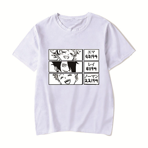 

Men's Unisex Tee T shirt Hot Stamping Anime Graphic Prints Plus Size The promised neverland Print Short Sleeve Casual Tops Cotton Basic Designer Big and Tall White Black Red