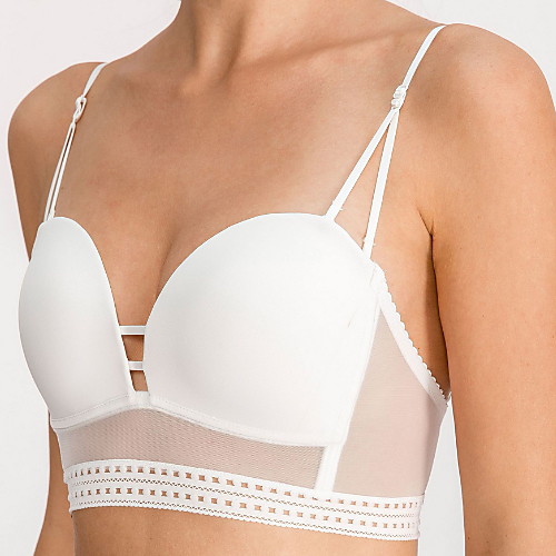 

Women's Bra & Panty Set Wireless 3/4 Cup Solid Color Sexy Khaki