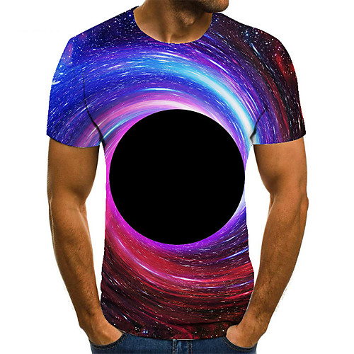 

Men's Unisex Tee T shirt 3D Print Graphic Prints Interstellar Plus Size Print Short Sleeve Casual Tops Basic Fashion Designer Big and Tall Blue