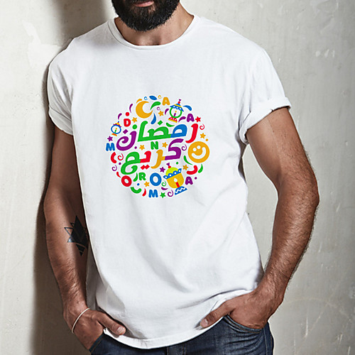 

Men's Unisex Tee T shirt Hot Stamping Graphic Prints Letter Plus Size Print Short Sleeve Casual Tops Cotton Basic Fashion Designer Big and Tall White