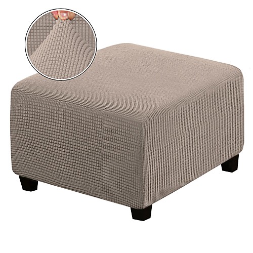 

Stretch Ottoman Cover Slipcover Elastic Footstool Protector CoversSquareWhite Grey BlackPlainSolidSoft Durable Washable