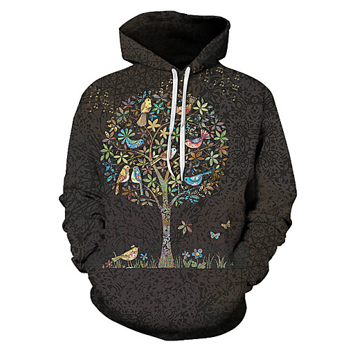 

Men's Unisex Plus Size Pullover Hoodie Sweatshirt Graphic Prints Bird Print Hooded Casual Daily Holiday 3D Print Basic Designer Hoodies Sweatshirts Long Sleeve Blue Purple Yellow