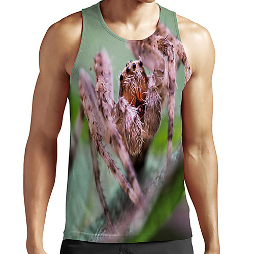 

Men's Unisex Tank Top Undershirt 3D Print Graphic Prints Spider Animal Plus Size Print Sleeveless Casual Tops Basic Fashion Designer Breathable Green