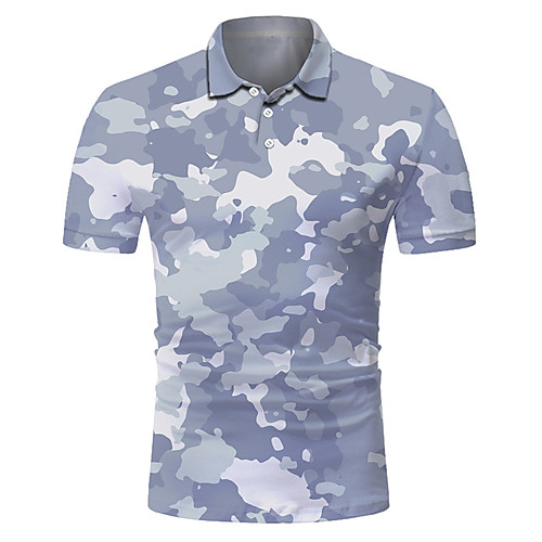 

Men's Golf Shirt Tennis Shirt 3D Print Camo / Camouflage Button-Down Short Sleeve Street Tops Casual Fashion Cool Breathable Gray / Sports