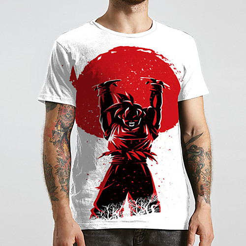 

Men's Unisex Tee T shirt 3D Print Anime Graphic Prints Plus Size Print Short Sleeve Casual Tops Basic Designer Big and Tall White