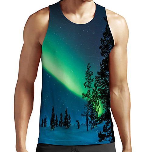 

Men's Unisex Tank Top Undershirt 3D Print Scenery Graphic Prints Plus Size Print Sleeveless Casual Tops Basic Fashion Designer Breathable Blue