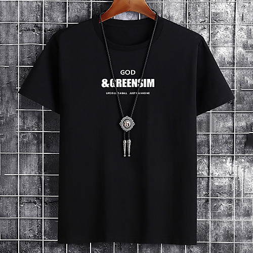 

Men's Unisex Tee T shirt Hot Stamping Graphic Prints Letter Plus Size Print Short Sleeve Casual Tops Cotton Basic Fashion Designer Big and Tall White Black Khaki