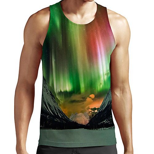 

Men's Unisex Tank Top Undershirt 3D Print Scenery Graphic Prints Plus Size Print Sleeveless Casual Tops Basic Fashion Designer Breathable Fuchsia