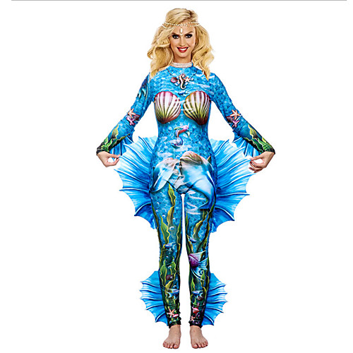 

The Little Mermaid Princess Cosplay Costume Party Costume Adults' Women's Halloween Halloween Performance Halloween Masquerade Festival / Holiday Terylene Blue Women's Easy Carnival Costumes Printing