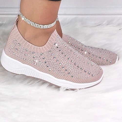 

Women's Sneakers Wedge Heel Elastic Fabric Solid Colored Nude White Black