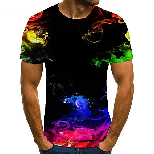 

Men's Unisex Tee T shirt 3D Print Graphic Prints Fluorescent Plus Size Print Short Sleeve Casual Tops Basic Fashion Designer Big and Tall Black