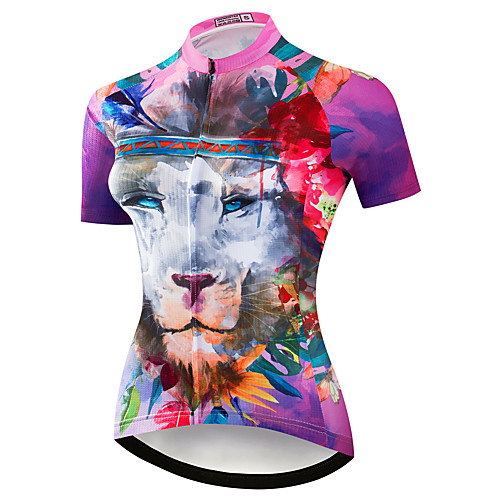 

21Grams Women's Short Sleeve Cycling Jersey Summer Spandex Polyester Purple Animal Bike Jersey Top Mountain Bike MTB Road Bike Cycling Quick Dry Moisture Wicking Breathable Sports Clothing Apparel