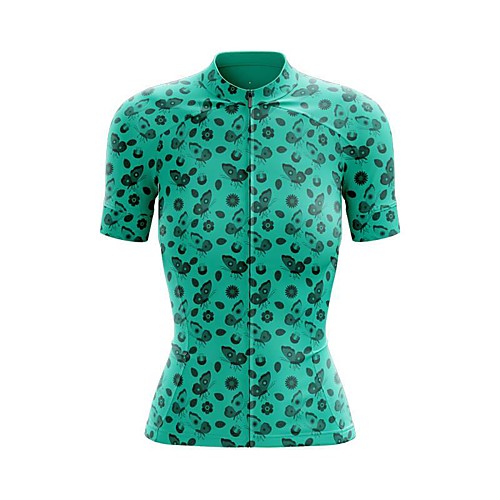 

21Grams Women's Short Sleeve Cycling Jersey Summer Spandex Polyester Green Butterfly Bike Jersey Top Mountain Bike MTB Road Bike Cycling Quick Dry Moisture Wicking Breathable Sports Clothing Apparel