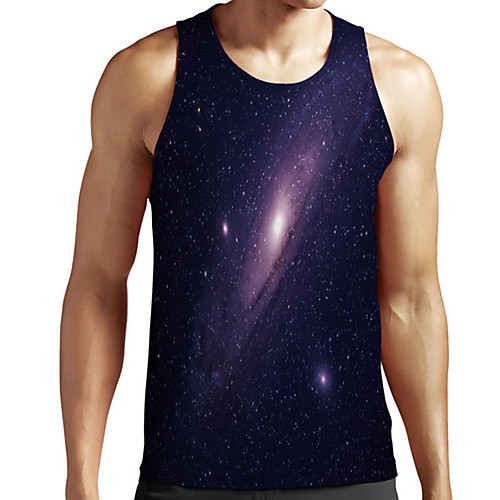 

Men's Unisex Tank Top Undershirt 3D Print Galaxy Graphic Prints Plus Size Print Sleeveless Casual Tops Basic Designer Big and Tall Black