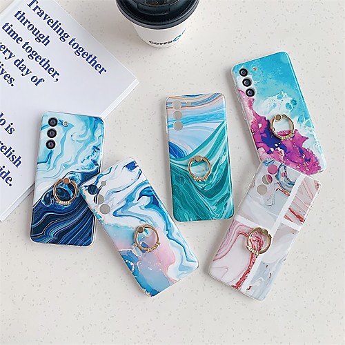 

Phone Case For Samsung Galaxy Back Cover S21 S21 Plus S21 Ultra Galaxy A52 Galaxy A72 Galaxy A42 Galaxy A12 A71 5G Galaxy A71 A31 Shockproof Dustproof with Stand Marble TPU