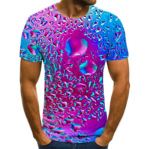 

Men's Unisex Tee T shirt 3D Print Paisley Graphic Prints Plus Size Print Short Sleeve Casual Tops Basic Fashion Designer Big and Tall Blue