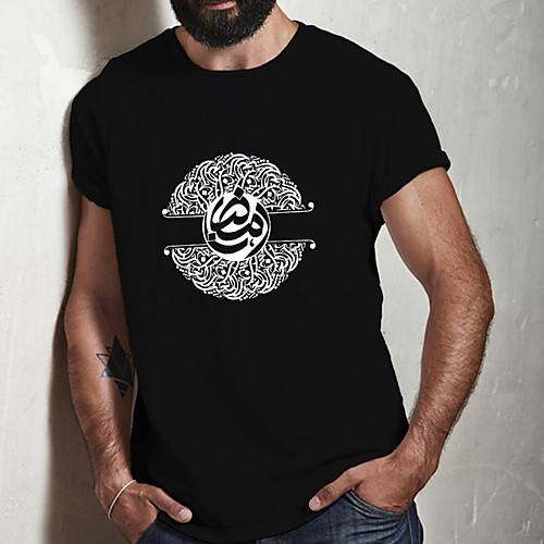 

Men's Unisex Tee T shirt Hot Stamping Symbol Graphic Prints Plus Size Print Short Sleeve Casual Tops Cotton Basic Fashion Designer Big and Tall Black