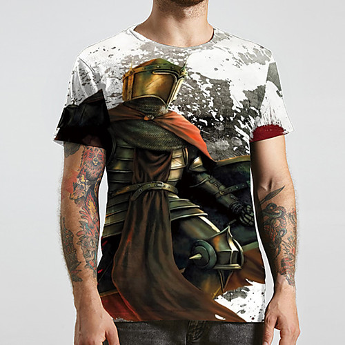 

Men's Unisex Tee T shirt 3D Print Cartoon Graphic Prints Plus Size Print Short Sleeve Casual Tops Basic Designer Big and Tall White