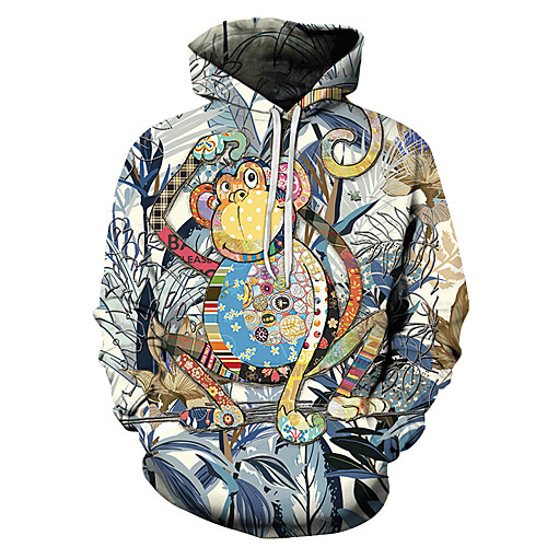 

Men's Unisex Plus Size Pullover Hoodie Sweatshirt Animal Patterned Graphic Prints Print Hooded Casual Daily Holiday 3D Print Basic Designer Hoodies Sweatshirts Long Sleeve Blue