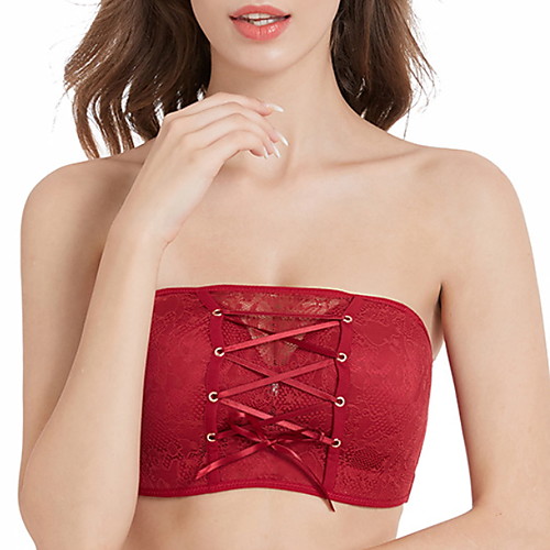 

Women's Bras & Bralettes Push-up Full Coverage Lace Solid Color Sexy Wine