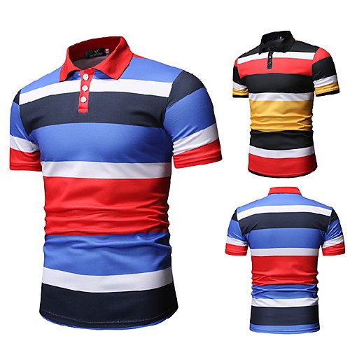 

Men's Golf Shirt Tennis Shirt Other Prints Color Block Short Sleeve Casual Tops Casual Blue Red / Summer