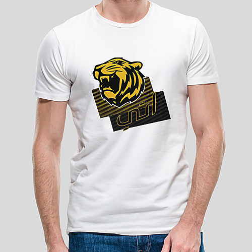 

Men's Unisex Tee T shirt Hot Stamping Graphic Prints Tiger Plus Size Print Short Sleeve Casual Tops Cotton Basic Fashion Designer Big and Tall White