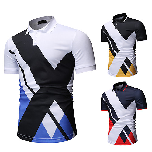 

Men's Golf Shirt Tennis Shirt Other Prints Color Block Short Sleeve Casual Tops Casual White Black Navy Blue / Summer