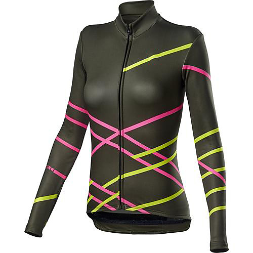 

21Grams Women's Long Sleeve Cycling Jersey Spandex Polyester Red Army Green Black Stripes Bike Jersey Top Mountain Bike MTB Road Bike Cycling Quick Dry Moisture Wicking Breathable Sports Clothing