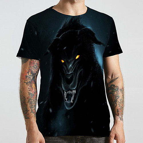 

Men's Unisex Tee T shirt 3D Print Graphic Prints Monster Animal Plus Size Print Short Sleeve Casual Tops Fashion Designer Big and Tall Black