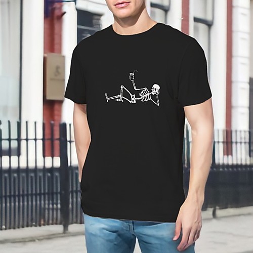 

Men's Unisex T shirt Hot Stamping Skull Plus Size Print Short Sleeve Casual Tops 100% Cotton Basic Casual Fashion Round Neck Sillver Gray Black / Summer