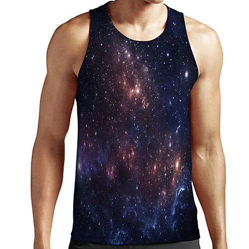 

Men's Unisex Tank Top Undershirt 3D Print Galaxy Graphic Prints Plus Size Print Sleeveless Casual Tops Basic Designer Big and Tall Black