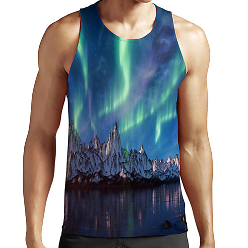 

Men's Unisex Tank Top Undershirt 3D Print Scenery Graphic Prints Plus Size Print Sleeveless Casual Tops Basic Fashion Designer Breathable Blue