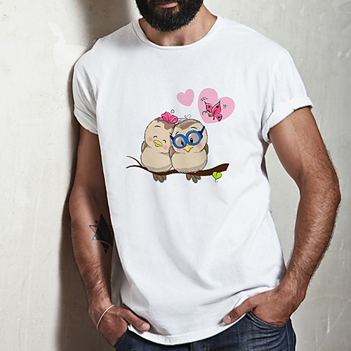

Men's Unisex Tee T shirt Hot Stamping Cartoon Graphic Prints Plus Size Print Short Sleeve Casual Tops Cotton Basic Fashion Designer Big and Tall White