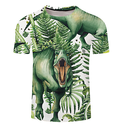 

Men's Unisex Tee T shirt 3D Print Graphic Prints Dinosaur Plus Size 3D Print Short Sleeve Casual Tops Basic Designer Big and Tall Blue Army Green Dusty Rose