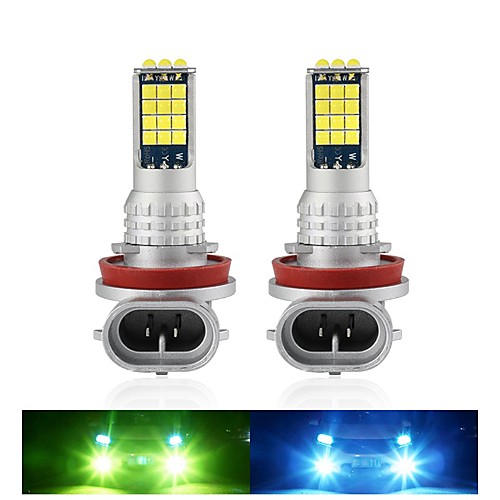 

2PCS Fog Lights 30SMD H8 H11 H3 H4 H7 Two-Color LED Car Light Auto 9005 HB3 9006 HB4 H16 P13W Fog Lamp Day Running Light Automotive