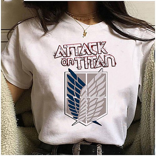 

Inspired by Attack on Titan Cosplay Anime Cartoon Polyester / Cotton Blend Print Harajuku Graphic Kawaii T-shirt For Women's / Men's