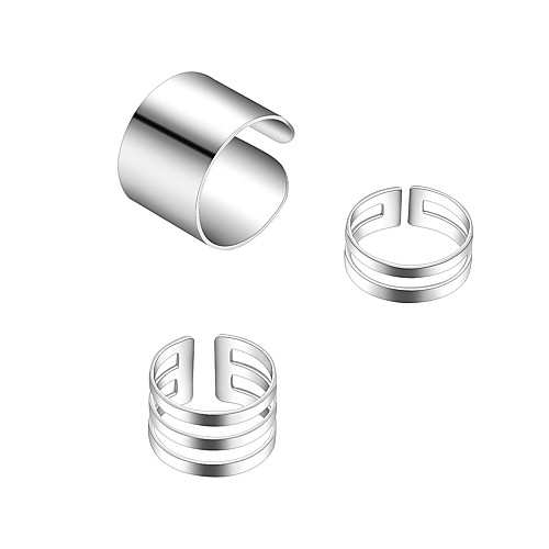 

Band Ring Set Silver Iron Punk European Rock 3pcs Adjustable