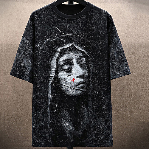 

Men's Unisex Tee T shirt Hot Stamping Graphic Prints Portrait Letter Plus Size Print Short Sleeve Casual Tops Cotton Basic Fashion Designer Big and Tall White Black