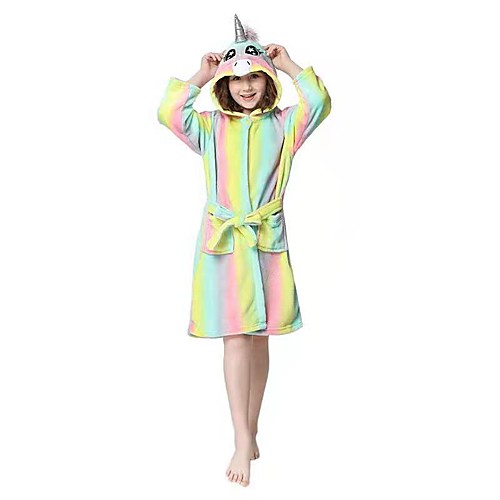 

Kid's Kigurumi Pajamas Cartoon Onesie Pajamas Flannel Fabric Rainbow Cosplay For Boys and Girls Animal Sleepwear Cartoon Festival / Holiday Costumes / Waist Belt