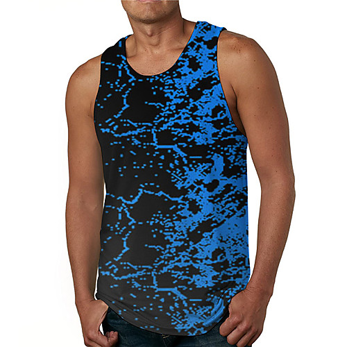 

Men's Tank Top Undershirt Shirt 3D Print Graphic Prints Waves Print Sleeveless Daily Tops Casual Designer Big and Tall Round Neck Blue / Summer