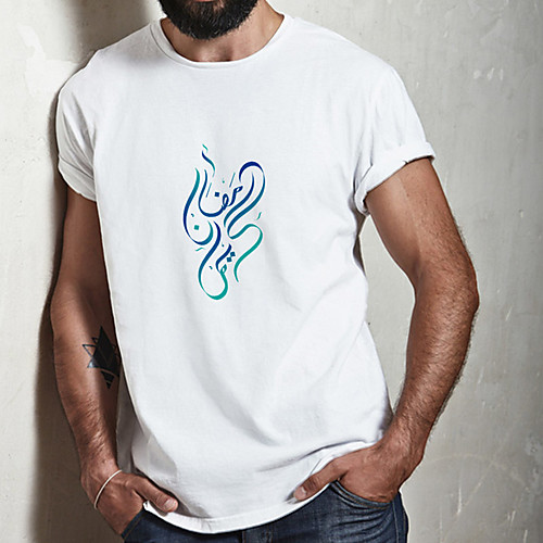 

Men's Unisex Tee T shirt Hot Stamping Symbol Graphic Prints Plus Size Print Short Sleeve Casual Tops Cotton Basic Fashion Designer Big and Tall White