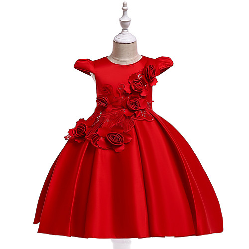 

Princess Dress Party Costume Flower Girl Dress Girls' Movie Cosplay Christmas New Year's Red Blue Pink Dress Christmas Halloween Children's Day Polyester / Cotton