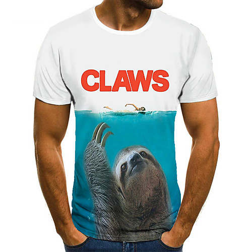

Men's Unisex Tee T shirt 3D Print Graphic Prints Animal Plus Size Print Short Sleeve Casual Tops Basic Fashion Designer Big and Tall White